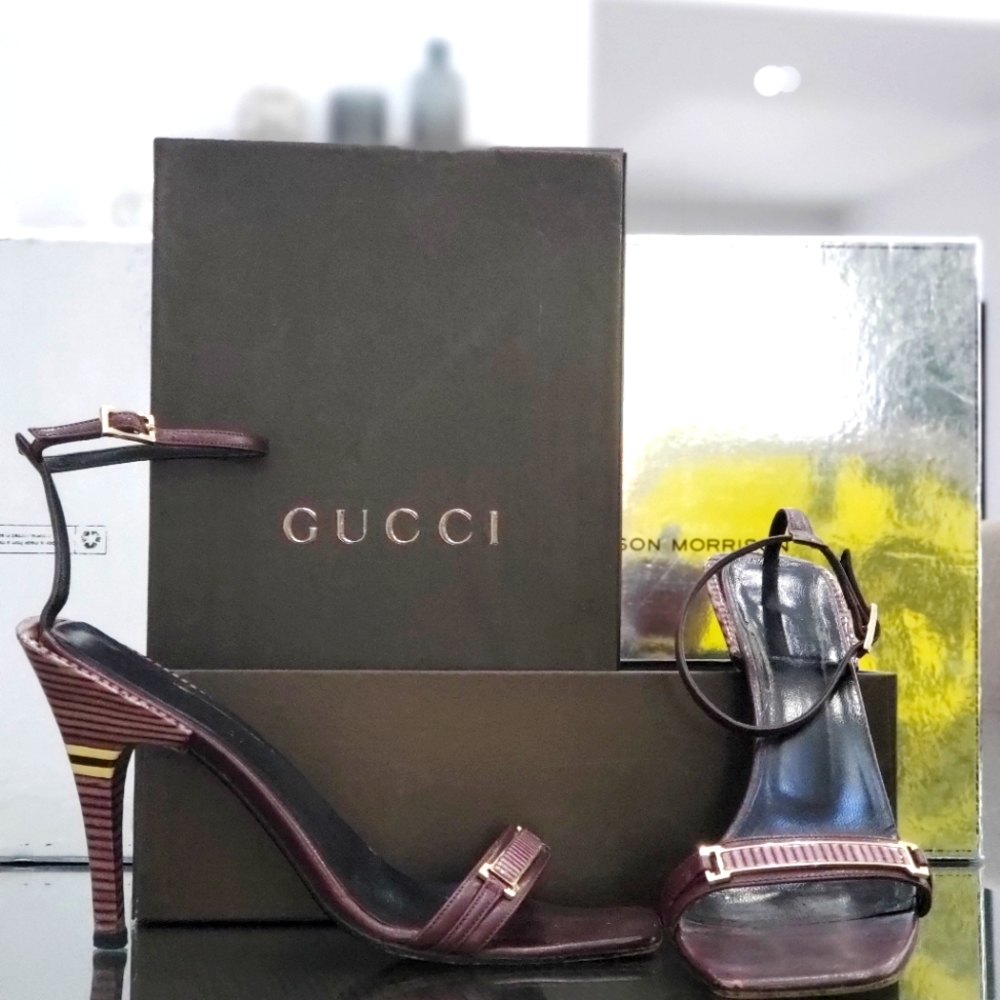 Gucci sandals size 7 eggplant/pink/purple